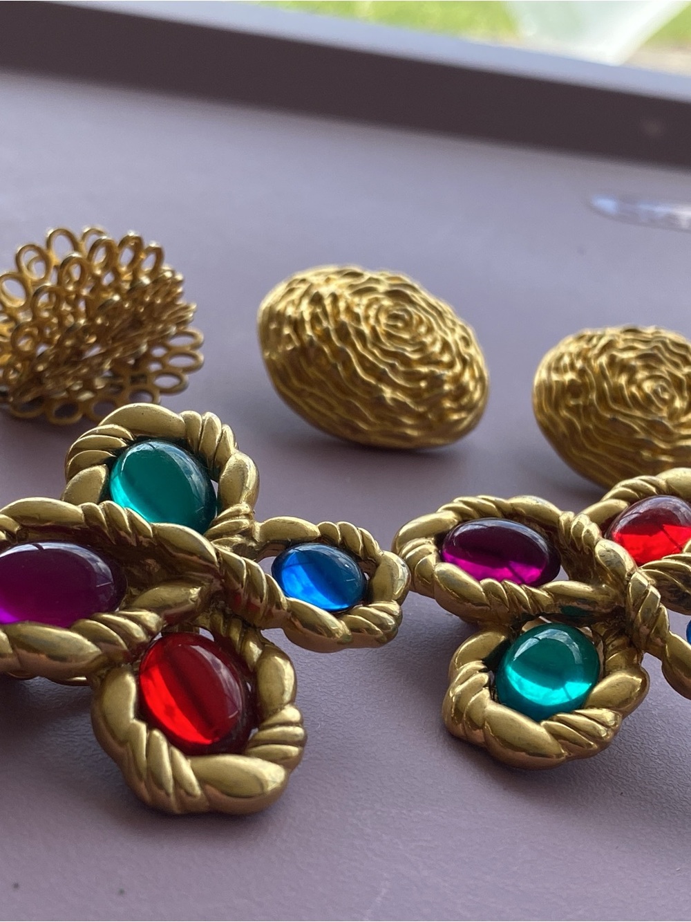 Three pairs of vintage clip on earrings, very beautiful